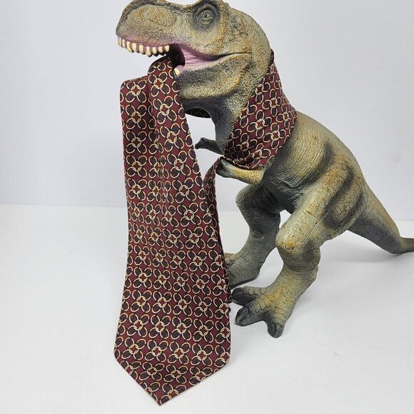 Paolo Gucci Design Burgundy Chainlink Men's Necktie - Picture 1 of 5